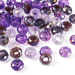 50Pcs 5 Colors Puple Color Theme Transparent Glass European Beads&nbsp;GPDL-TA0001-09