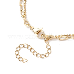 Brass Paperclip Chain and 304 Stainless Steel Ball Chain Double Layer Anklets for Women&nbsp;AJEW-AN00711