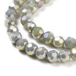 Faceted(32 Facets) Round Full Rainbow Plated Electroplate Glass Beads Strands&nbsp;EGLA-J130-FR16