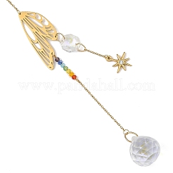 7 Chakra Glass & Brass & 304 Stainless Steel Pendants Suncatchers&nbsp;HJEW-JM05024