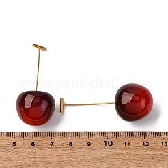 304 Stainless Steel Cherry Stud Earrings&nbsp;EJEW-L304-13G-01