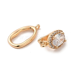 Brass Pave Cubic Zirconia Fold Over Clasps&nbsp;KK-E082-02G-01