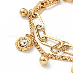 Crystal Rhinestone Knot and Round Ball Charm Multi-strand Bracelet&nbsp;BJEW-G639-08G