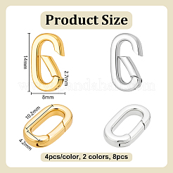 8Pcs 2 Colors Rack Plating Brass Spring Gate Rings&nbsp;KK-OC0001-74