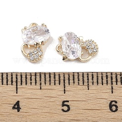 Brass Micro Pave Clear Cubic Zirconia Pendants&nbsp;KK-K351-31G