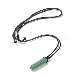 Natural & Synthetic Mixed Gemstone Bullet Pendant Necklace with Waxed Cords for Women&nbsp;NJEW-M196-02
