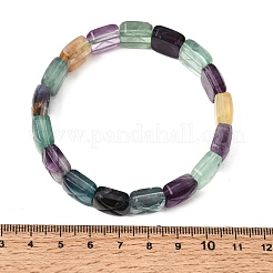 Natural Rainbow Fluorite Square Beaded Stretch Bracelets for Women&nbsp;GG-CBA3F02-06