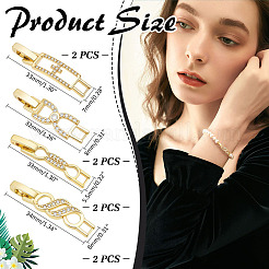 8Pcs 4 Styles Bowknot Rack Plating Brass Clear Cubic Zirconia Watch Band Clasps&nbsp;ZIRC-ME0001-04G