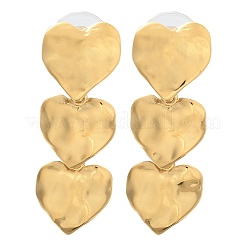 Ion Plating(IP) 304 Stainless Steel Heart Dangle Stud Earrings for Women&nbsp;EJEW-A118-05G