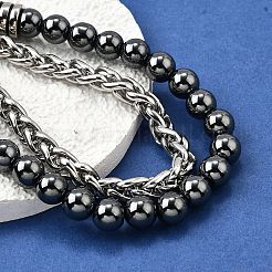 Natural Gemstone Round Beads Multi-strand Bracelets&nbsp;BJEW-D330-02P