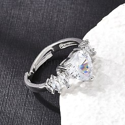 Brass Micro Pave Cubic Zirconia Cuff Open Rings&nbsp;CU-CBA5C10-08P