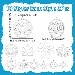 20Pcs 10 Styles 201 Stainless Steel Pendants&nbsp;STAS-WR0001-39