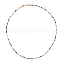 925 Sterling Silver Pave Colorful Cubic Zirconia Tennis Necklaces for Women&nbsp;NJEW-C096-01A-G01