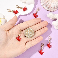 6Pcs Crab Alloy Enamel Pendant Decorations&nbsp;HJEW-YW00275