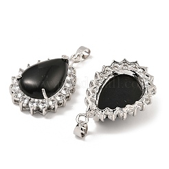 Natural Obsidian & Rhinestone Pendants&nbsp;G-K338-31P-10