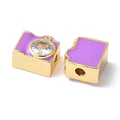 Brass Pave Clear Cubic Zirconia Beads&nbsp;KK-H449-86G-05