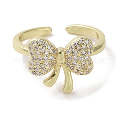 Brass Micro Pave Cubic Zirconia Open Cuff Ring&nbsp;RJEW-K256-58H-G