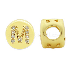 Brass Micro Pave Clear Cubic Zirconia Beads&nbsp;KK-T030-LA843-MX3