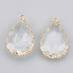 Brass Glass Pendants&nbsp;KK-T035-50