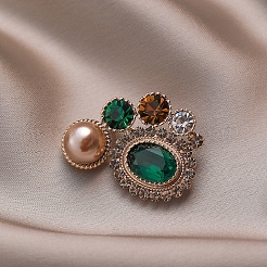 Oval Alloy Colorful Rhinestone Brooches for Backpack Clothes&nbsp;PW-WGDD76F-01