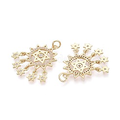 Brass Micro Pave Clear Cubic Zirconia Pendants&nbsp;KK-T080-43G