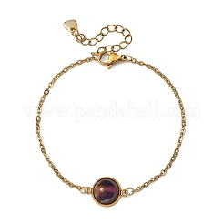 Half Round Natural Gemstone Bead Link Bracelets&nbsp;BJEW-JB14119