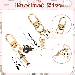 2Pcs Cat & Fishbone Alloy Enamel Pendant Decorations&nbsp;KEYC-YW00170