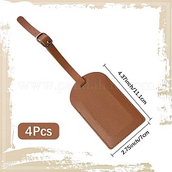 CutHollow 4Pcs PU Leather Luggage Tag&nbsp;OFST-CL0001-01A-02