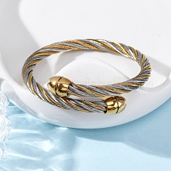 304 Stainless Steel Torque Bangles for Women&nbsp;BJEW-P310-25GP02