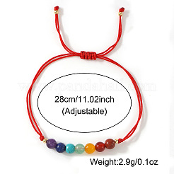 7 Chakra Round Gemstone Braided Bead Adjustable Nylon Cord Bracelets for Daily Wear&nbsp;QK8990