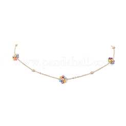 Glass Beaded Flower Link Chain Necklace&nbsp;NJEW-JN04317