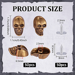 50Pcs Skull Alloy Rivets&nbsp;FIND-PH0062-02AG