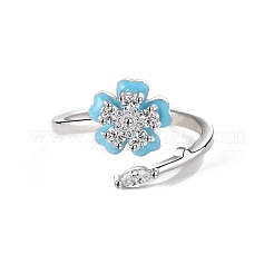 Flower Brass Micro Pave Cubic Zirconia Cuff Finger Rings for Women&nbsp;PW-WGD64C3-01