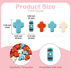 90Pcs 3 Colors Synthetic Turquoise Beads&nbsp;TURQ-YW0001-07