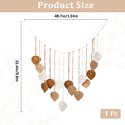 Bohemian Hand-woven Cotton Rope Leaf Tassel with Wood Beads Wall Hanging Ornaments&nbsp;FIND-WH20019-136B-03
