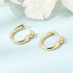 Brass Pave Clear Cubic Zirconia Hoop Earrings&nbsp;KK-CBACA55-02G