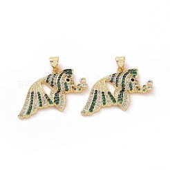 Brass Micro Pave Clear Cubic Zirconia Pendants&nbsp;ZIRC-F135-01G-03
