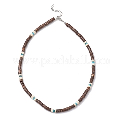Natural Coconut Heishi Beaded Necklaces&nbsp;NJEW-JN05308-01