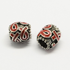 Alloy Awareness Ribbon Enamel European Beads&nbsp;MPDL-R036-18