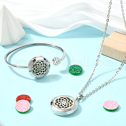 1Pc Stainless Steel Open Cuff Bangles & 1Pc Stainless Steel Pendant Neclace&nbsp;AJEW-SC0004-06D