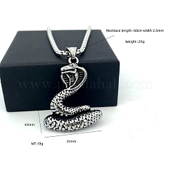 Vintage Viking Style 304 Stainless Steel Snake Pendant Necklaces for Men&nbsp;XF8580