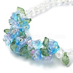 Flower Glass Beaded Link Bracelet with Alloy Clasps for Women&nbsp;BJEW-TA00310-01