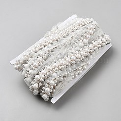 Grenadine Mesh Lace Trim with Resin Beads and Rhinestone&nbsp;OCOR-WH0082-352A