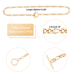 4Pcs 2 Colors 304 Stainless Steel Figaro Chains Necklace&nbsp;NJEW-UN0001-33