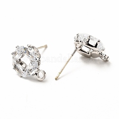 Brass Micro Pave Clear Cubic Zirconia Stud Earring Findings&nbsp;ZIRC-K087-20P