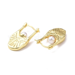 Plastic Imitation Pearl Beaded Teardrop Hoop Earrings&nbsp;EJEW-F306-01G