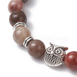 Natural Petrified Wood Round Stretch Bracelets&nbsp;BJEW-JB12610-02