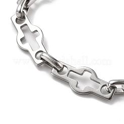 304 Stainless Steel Cross Link Chains Bracelets for Men & Women&nbsp;BJEW-D042-41P