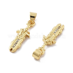 Brass Micro Pave Cubic Zirconia Pendants&nbsp;KK-Z098-05G