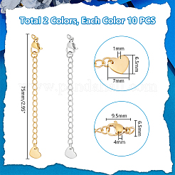 20Pcs 2 Colors 304 Stainless Steel Curb Chain Extender&nbsp;STAS-UN0060-86